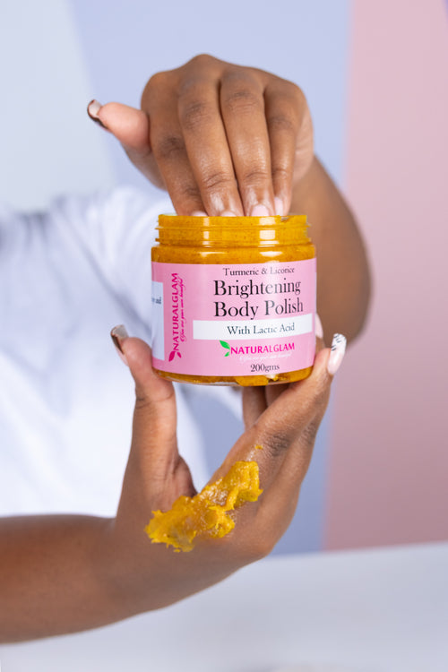 Turmeric brightening Sugar Scrub 200gms with Lactic acid ,Caramel scented